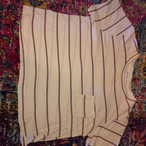Cream crop top with blue stripes